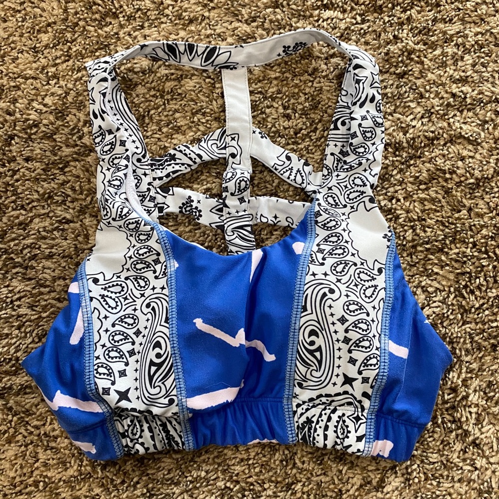 Vull Sport Flash Sports Bra- Blue/White (Small)